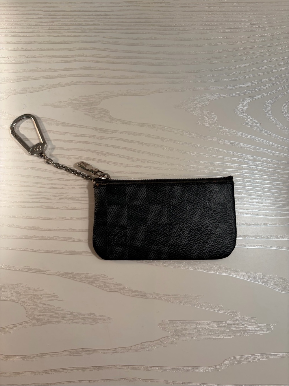 Louis Vuitton Black Damier Key Pouch with Silver Hardware N60155